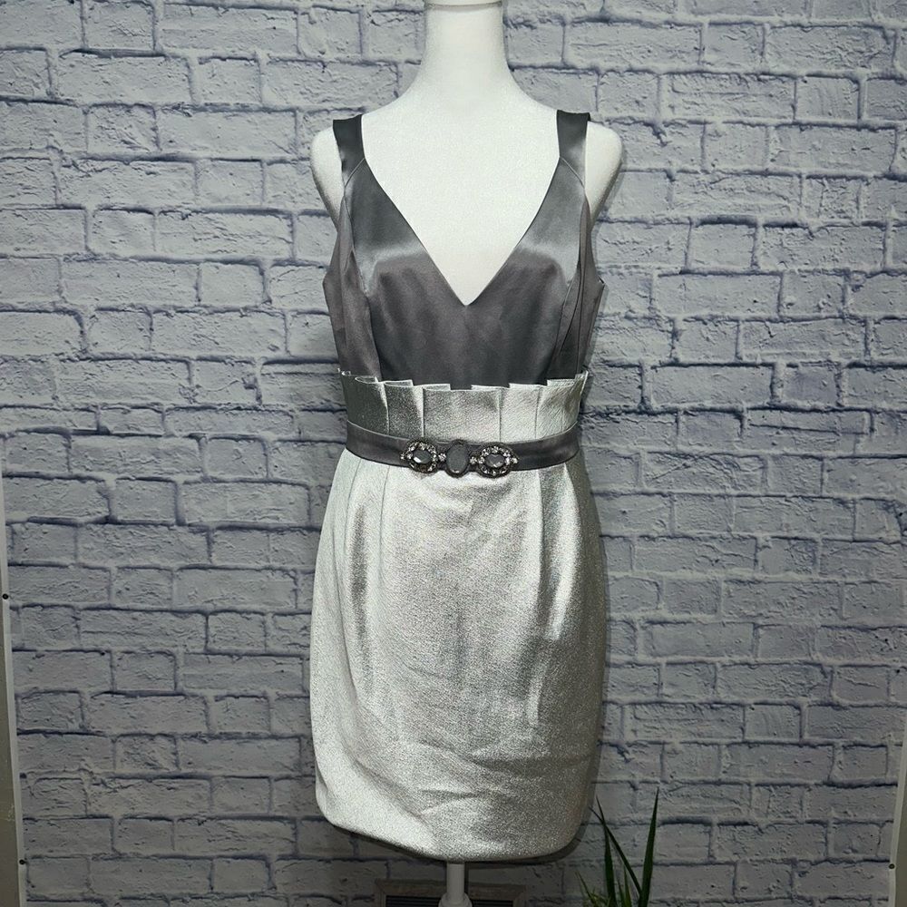 Badgley Mischka Dress Size 6 Sleeveless Knee Length Gray Cocktail Party Wedding